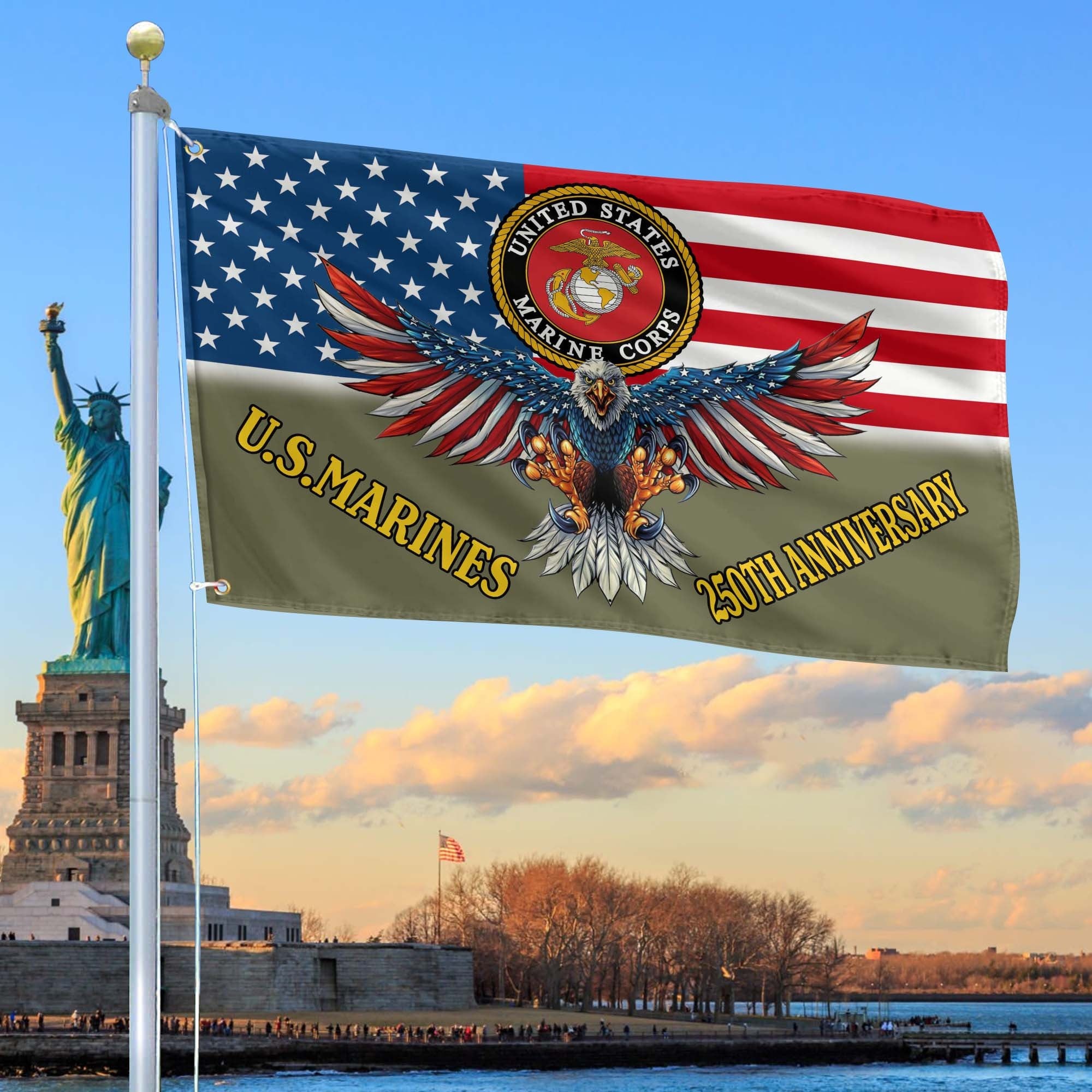 250th Anniversary Marine Corps Flag Father's Day Gift for Marine Veteran - Tradiviet
