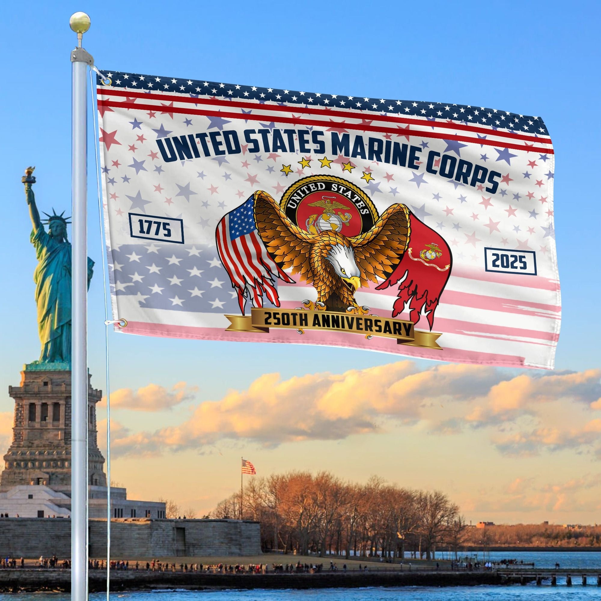 250th Anniversary Marine Corps Flag USMC Father's Day Present for Marine Veteran - Tradiviet