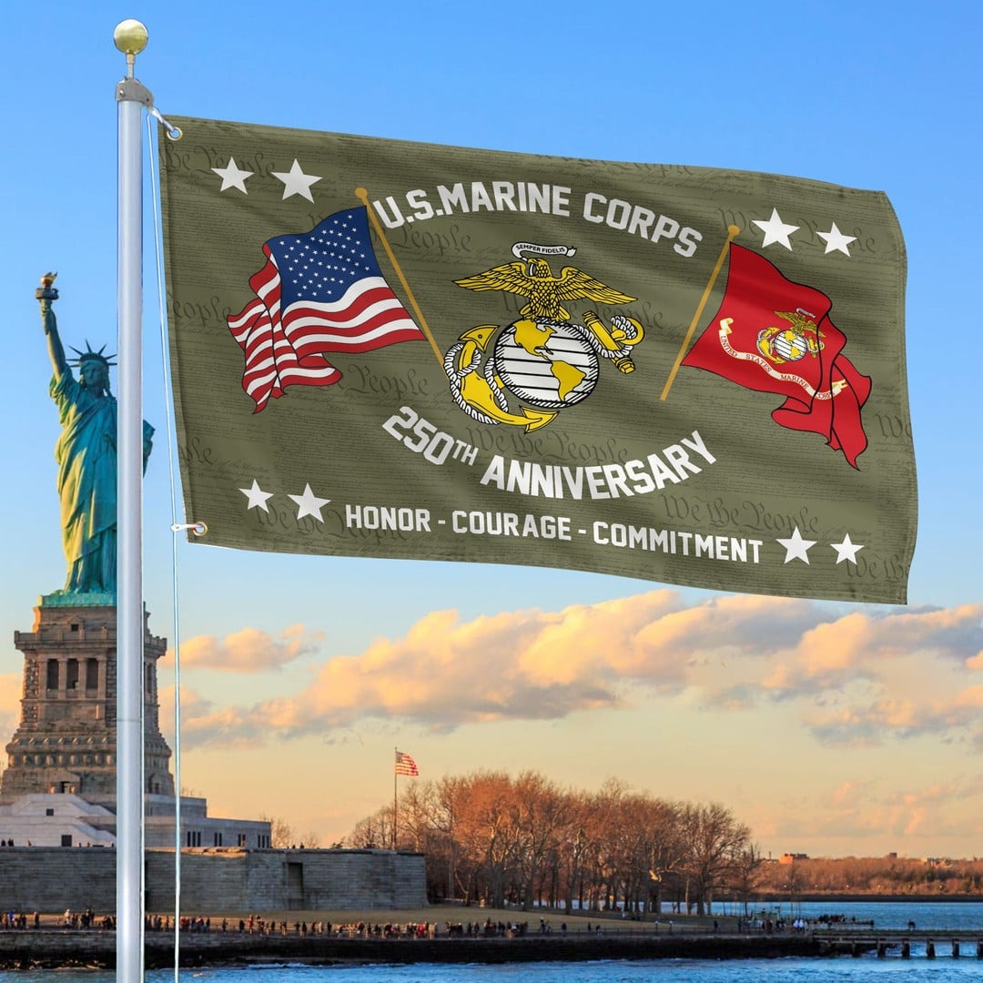 250th Anniversary Marine Corps Flag USMC Home Decor Fourth of July Merch - Tradiviet