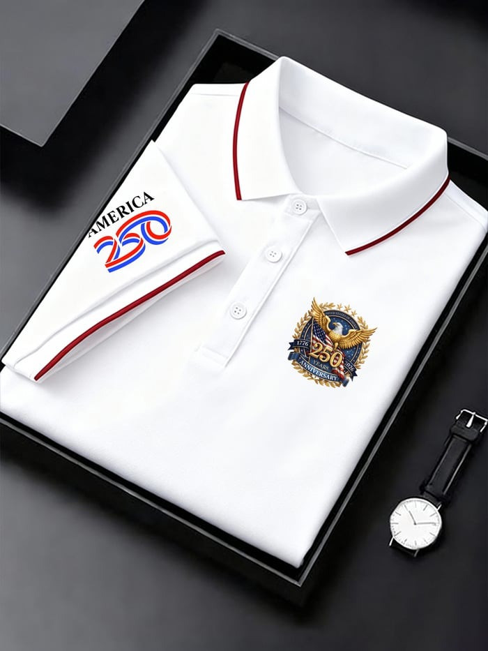 250th Anniversary Merch Polo Shirt Mens American Pride Clothing Fourth of July Outfit - Tradiviet - Image 3