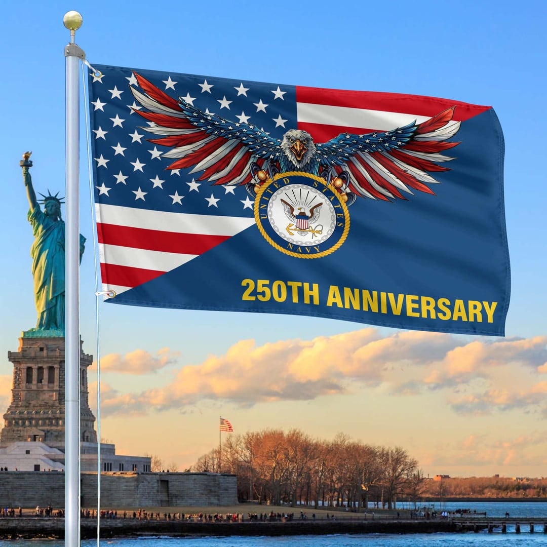250th Anniversary Navy Flag Gifts For Navy Veteran On Father's Day Patriotic Decor - Tradiviet