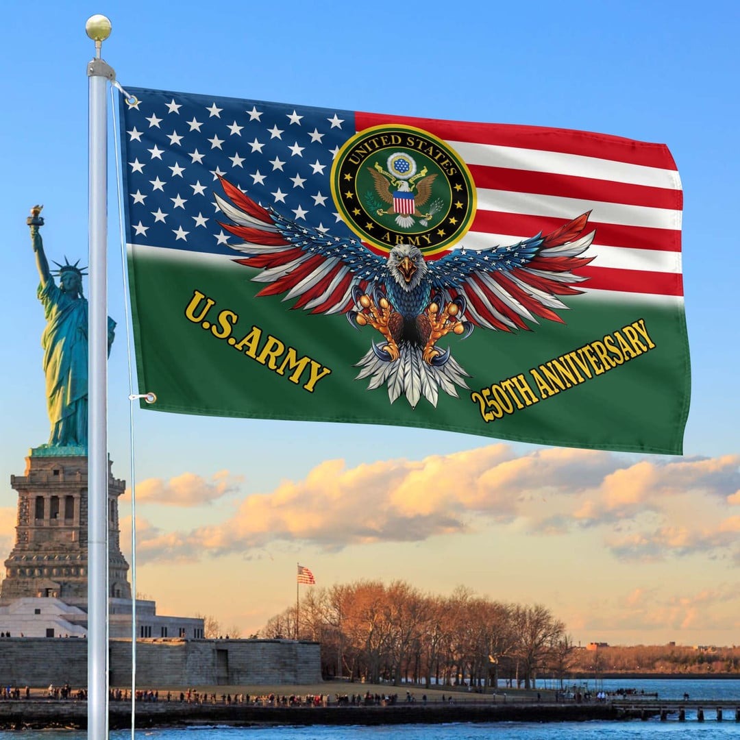 250th Anniversary Of The Army Grommet Flag Gifts For Army Veteran Patriotic Decoration - Tradiviet