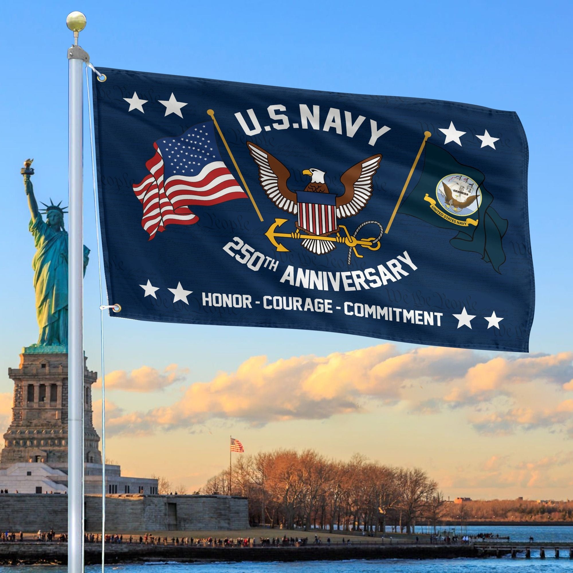 250th Anniversary US Navy Flag Best Gifts On Father's Day for Navy Veteran - Tradiviet