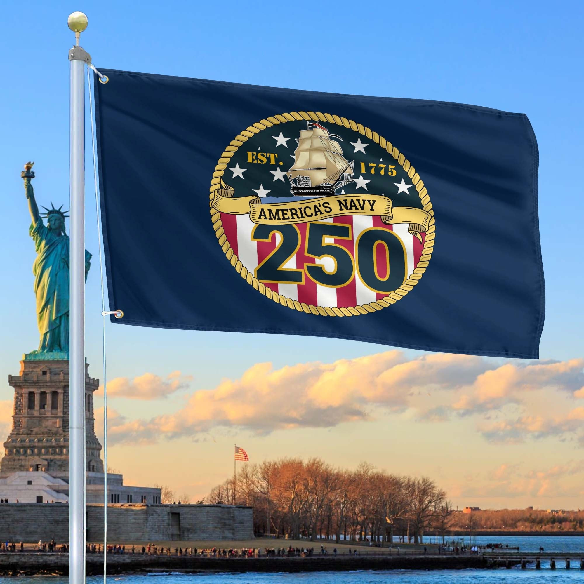 250th Anniversary US Navy Flag Best Gifts On Father's Day For Navy Veteran - Tradiviet