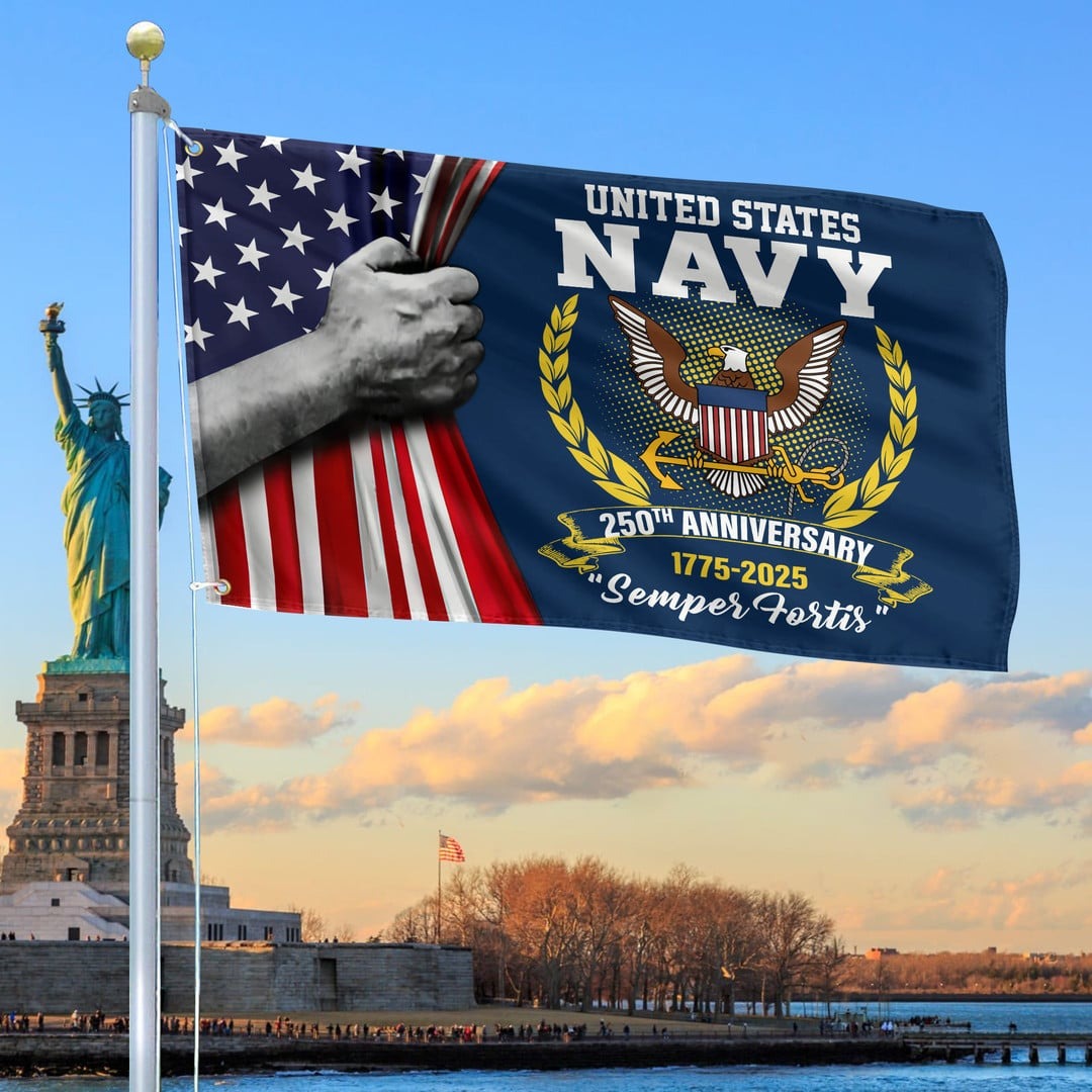 250th Anniversary US Navy Flag Gifts For Navy Veteran Patriotic Home Decor - Tradiviet
