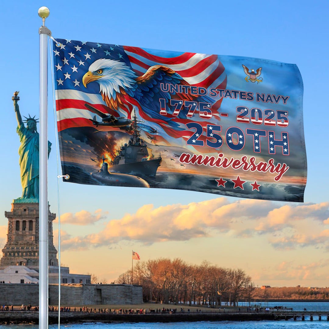 250th Anniversary US Navy Flag Navy Veteran Home Decor Tribute Gift Ideas - Tradiviet