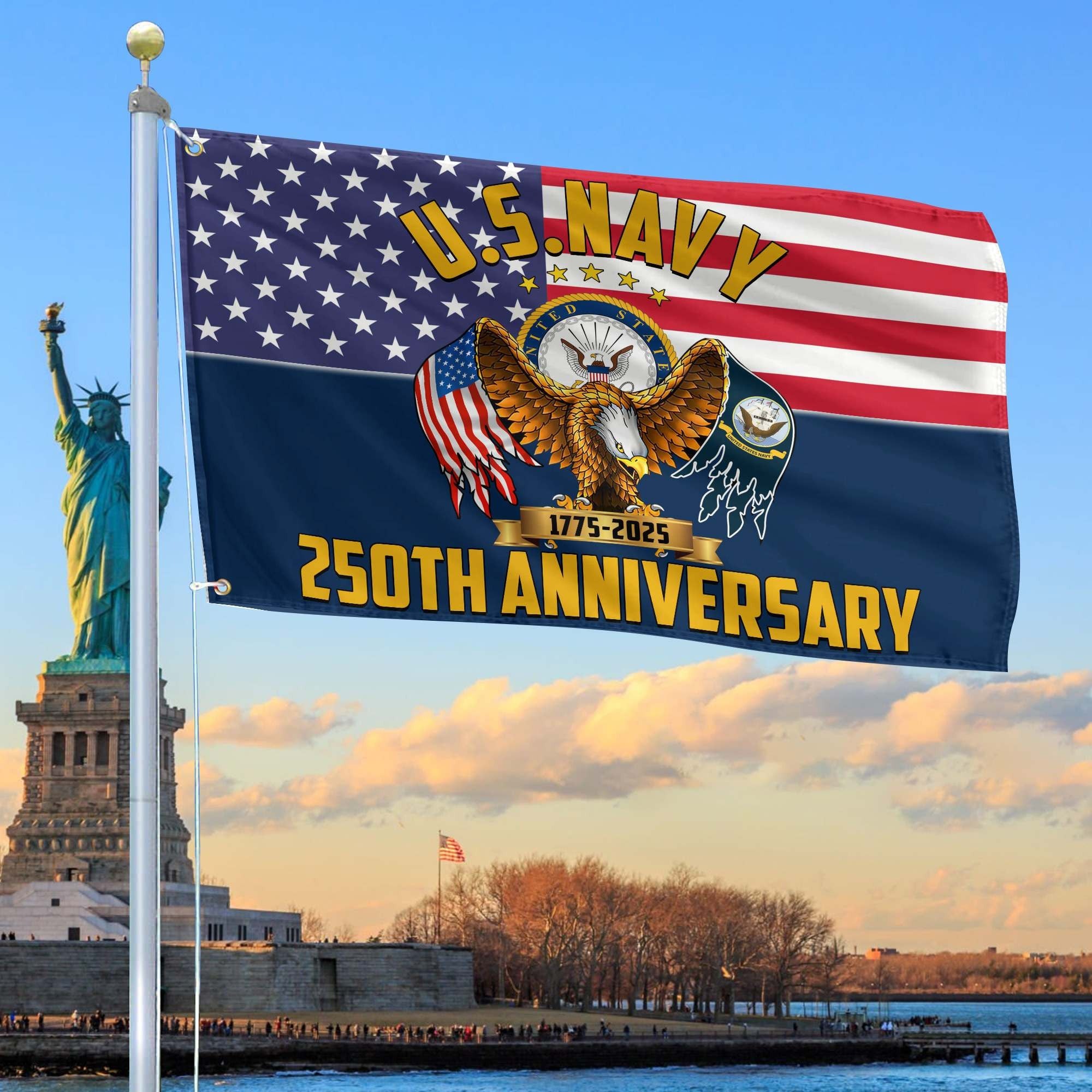 250th Anniversary US Navy Flag Navy Veteran Tribute Gift Independence Day Merch - Tradiviet