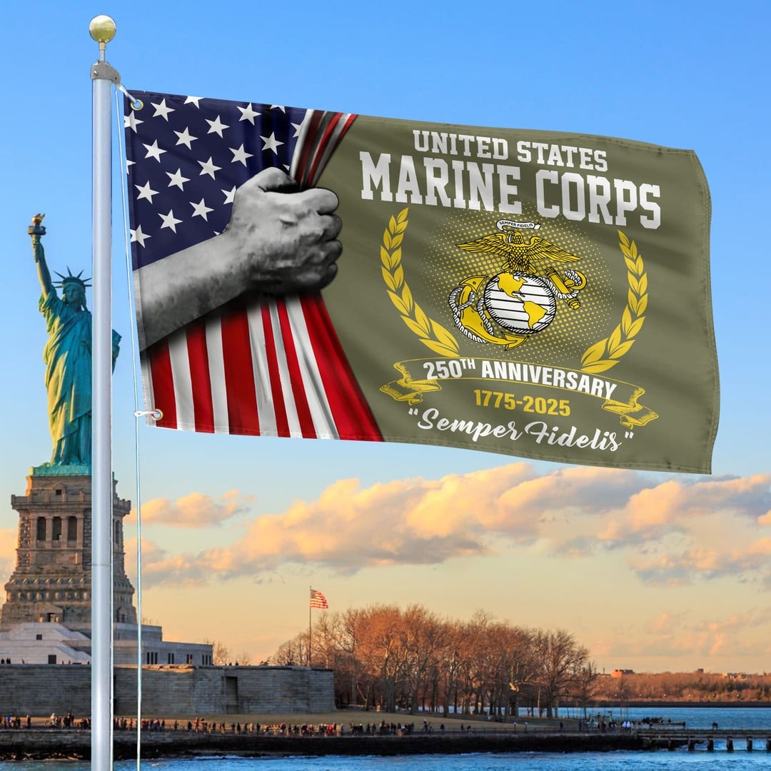 250th Anniversary USMC Flag Gifts For Marine Veteran 4th of July Merch - Tradiviet