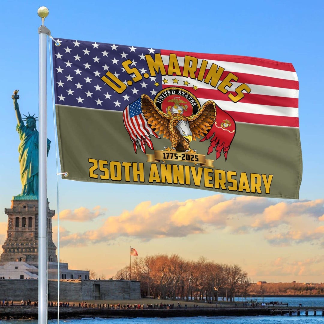 250th Anniversary USMC Flag Patriotic Decor Tribute Gifts For Marine Veteran - Tradiviet