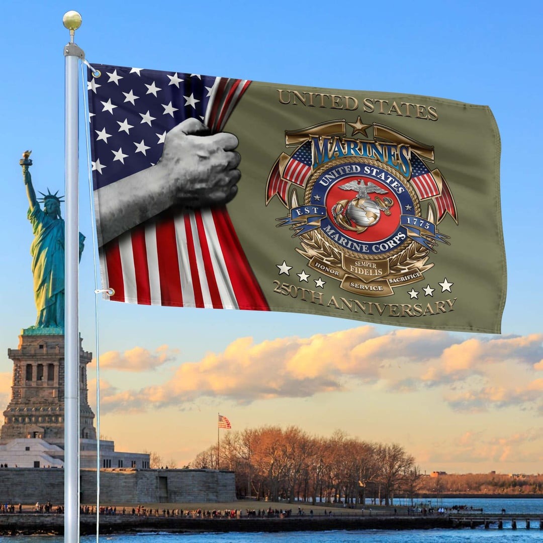 250th Anniversary USMC Flag Tribute Gift Ideas for Marines Veteran Father's Day Merch - Tradiviet