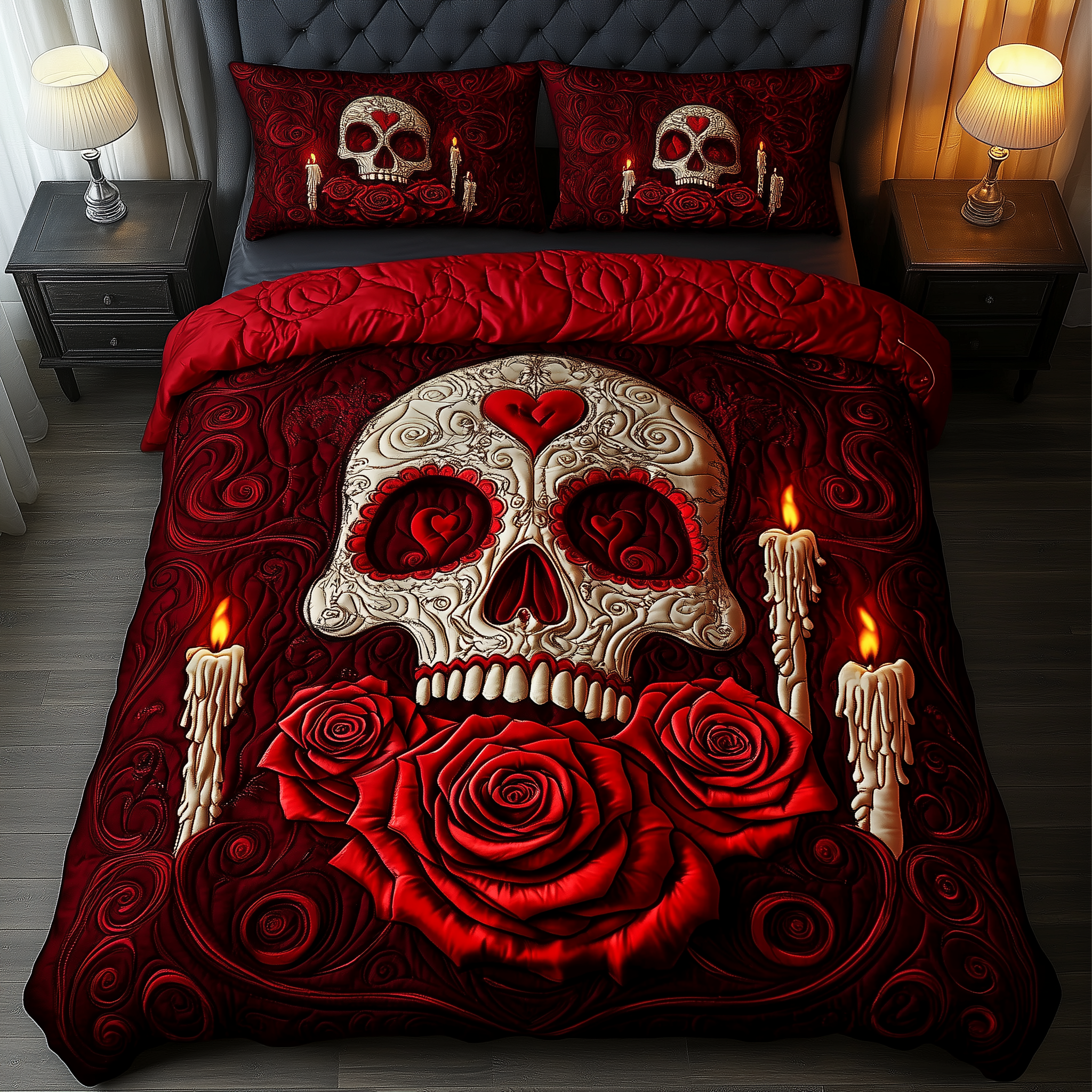 A Valentine Dinner Quilted Bedding Set Holiday Bedroom Decor Father's Day Gift Ideas - Tradiviet