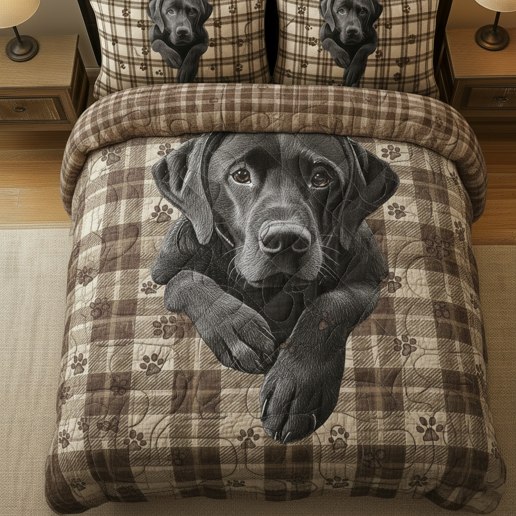 Adorable Labrador Quilted Bedding Set Holiday Bedroom Decor Labrador Retriever Gifts - Tradiviet