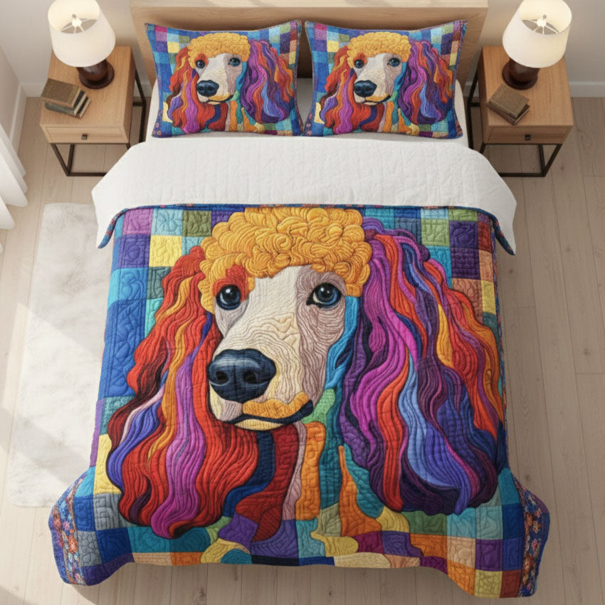 Adorable Poodle Quilted Bedding Set Bed Room Decoration Gifts For Poodle Lovers - Tradiviet