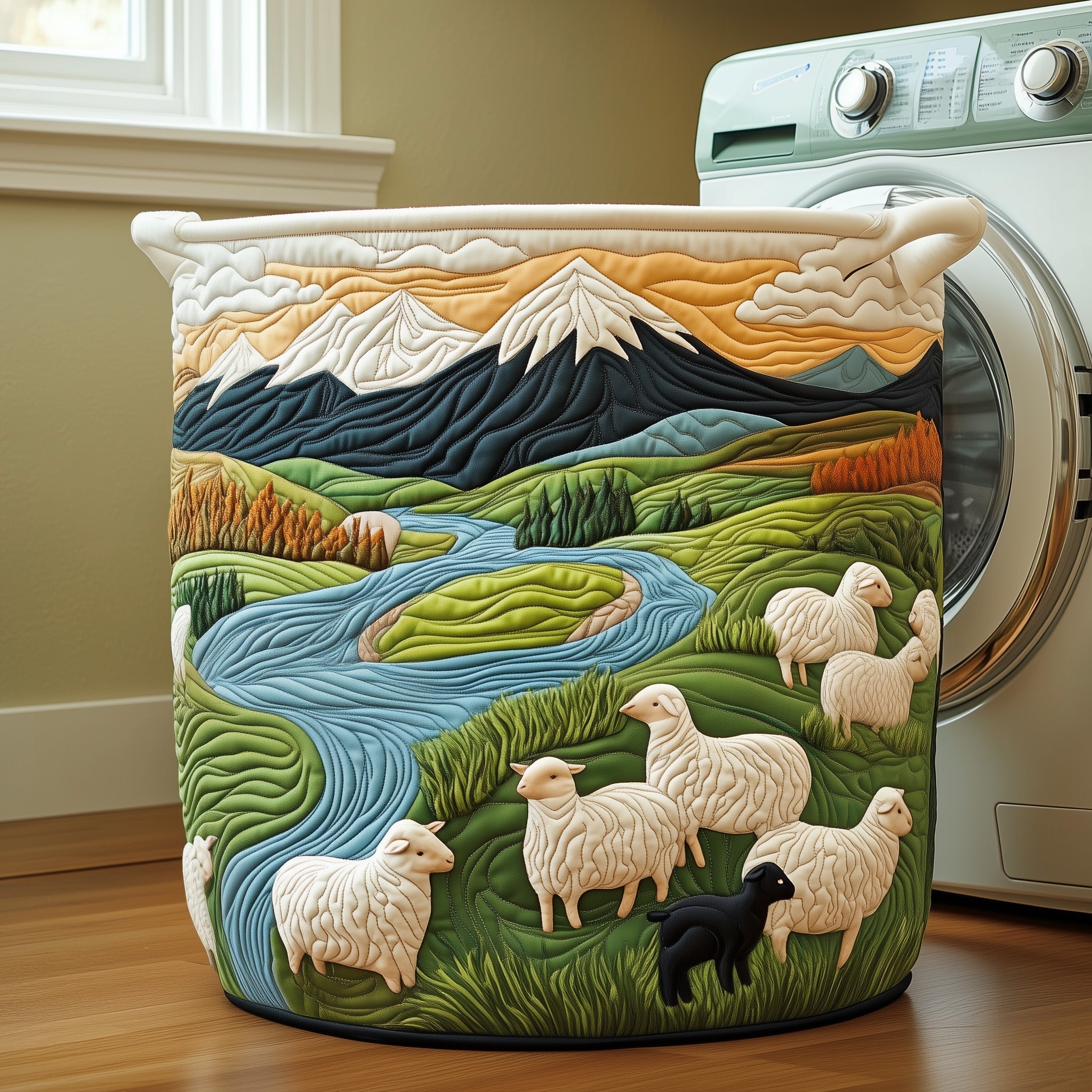 Adorable Sheep Quilted Laundry Basket Aesthetic Storage Baskets Best Family Gifts - Tradiviet