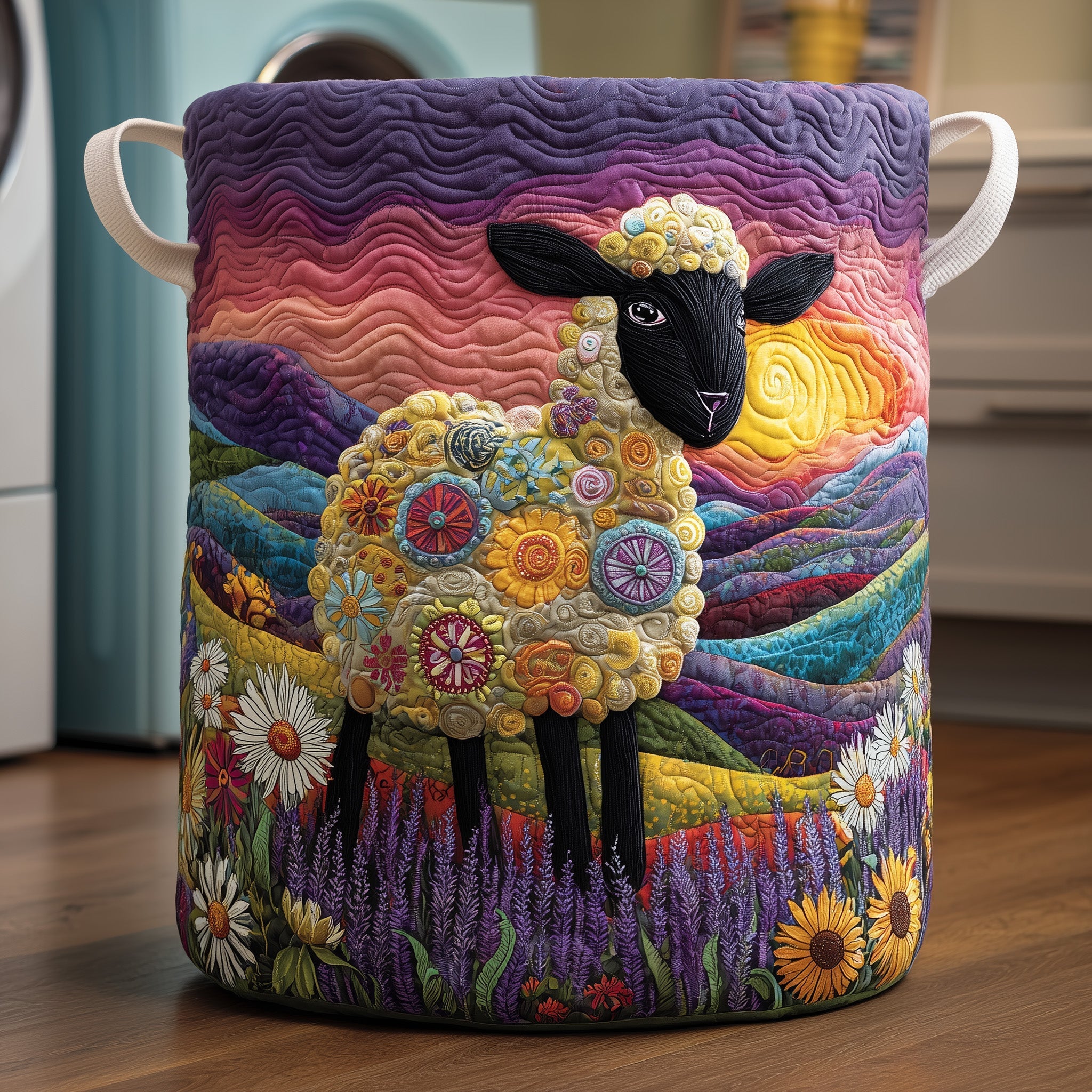 Adorable Sheep Quilted Laundry Basket Best Laundry Hamper Dad Gifts - Tradiviet