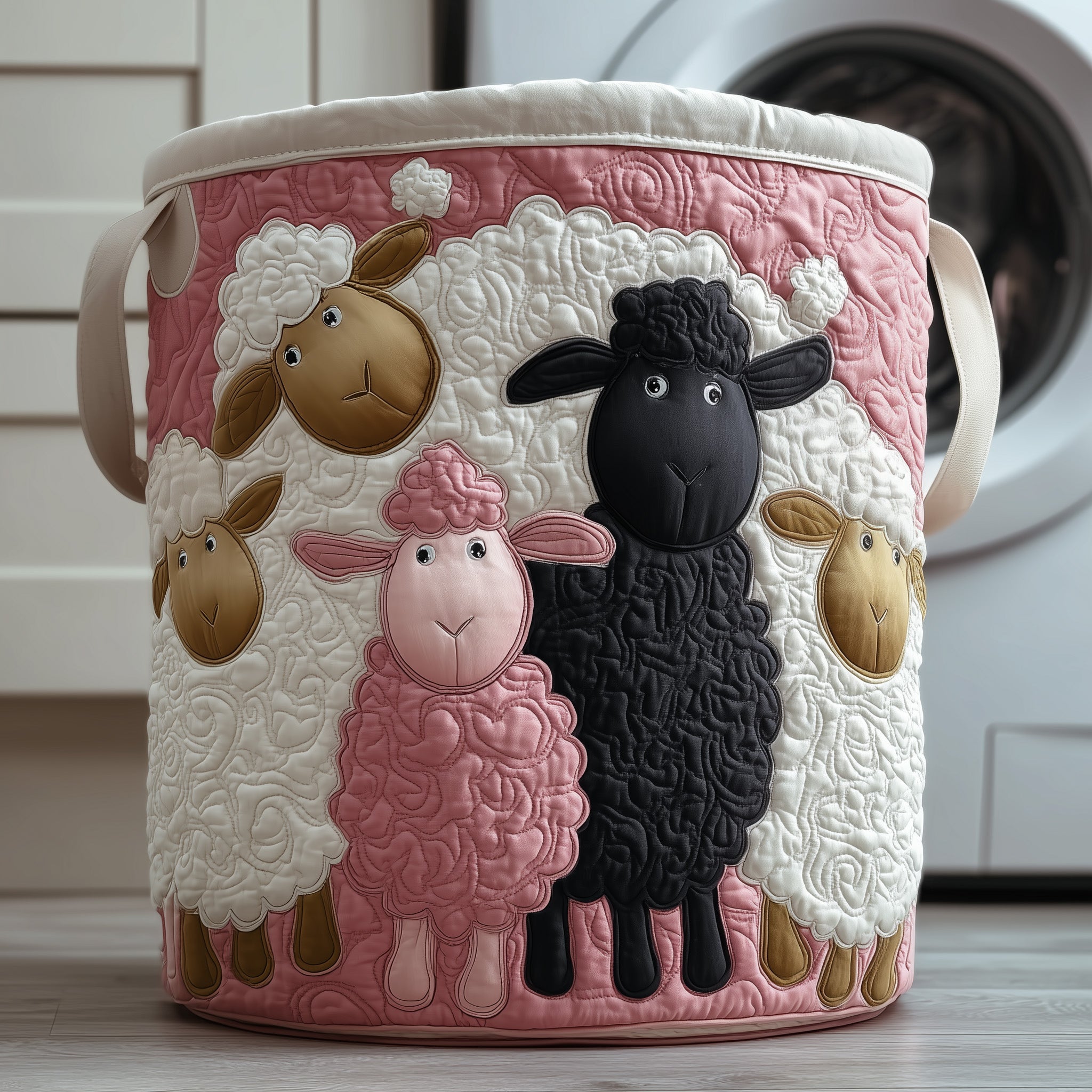 Adorable Sheep Quilted Laundry Basket Cute Room Decor Mother's Day Gifts For Wife - Tradiviet