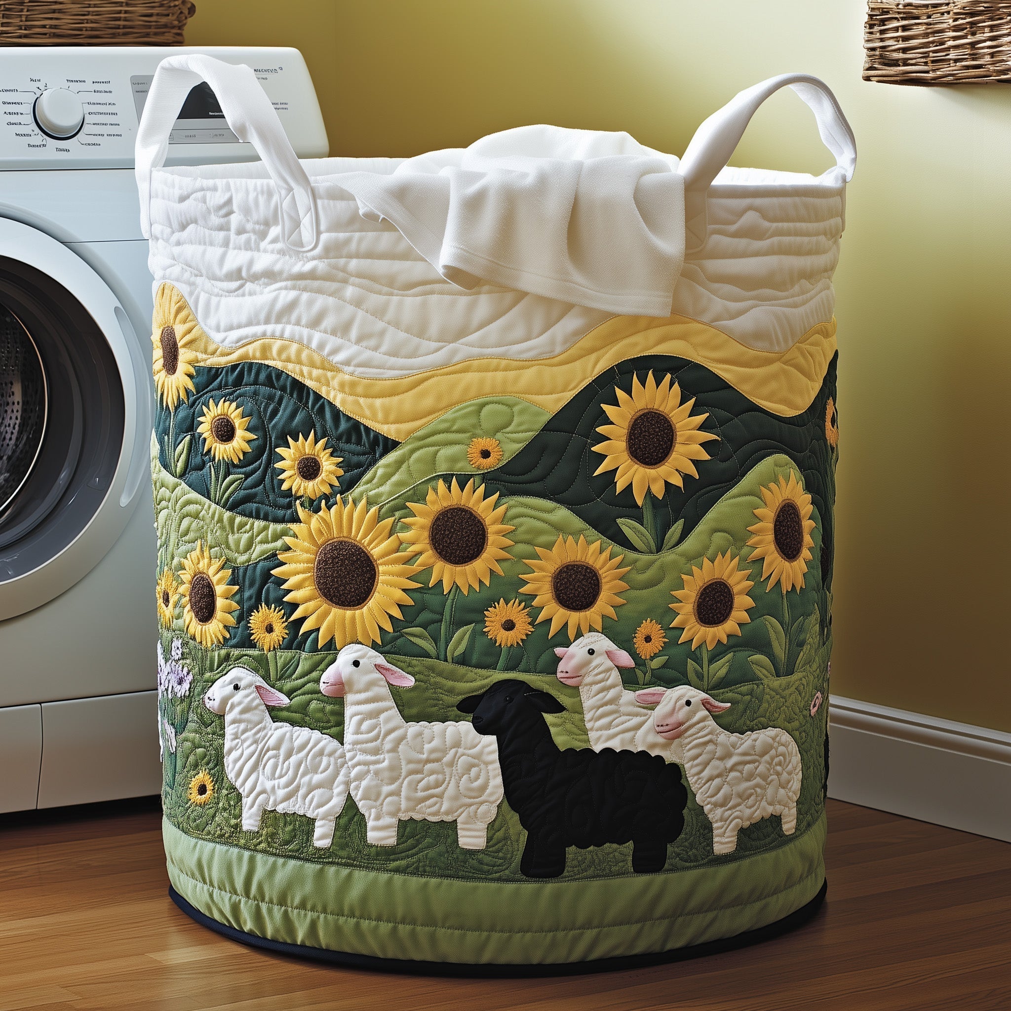 Adorable Sheep Quilted Laundry Basket Washroom Decor Basket Mother's Day Gifts For Wife - Tradiviet