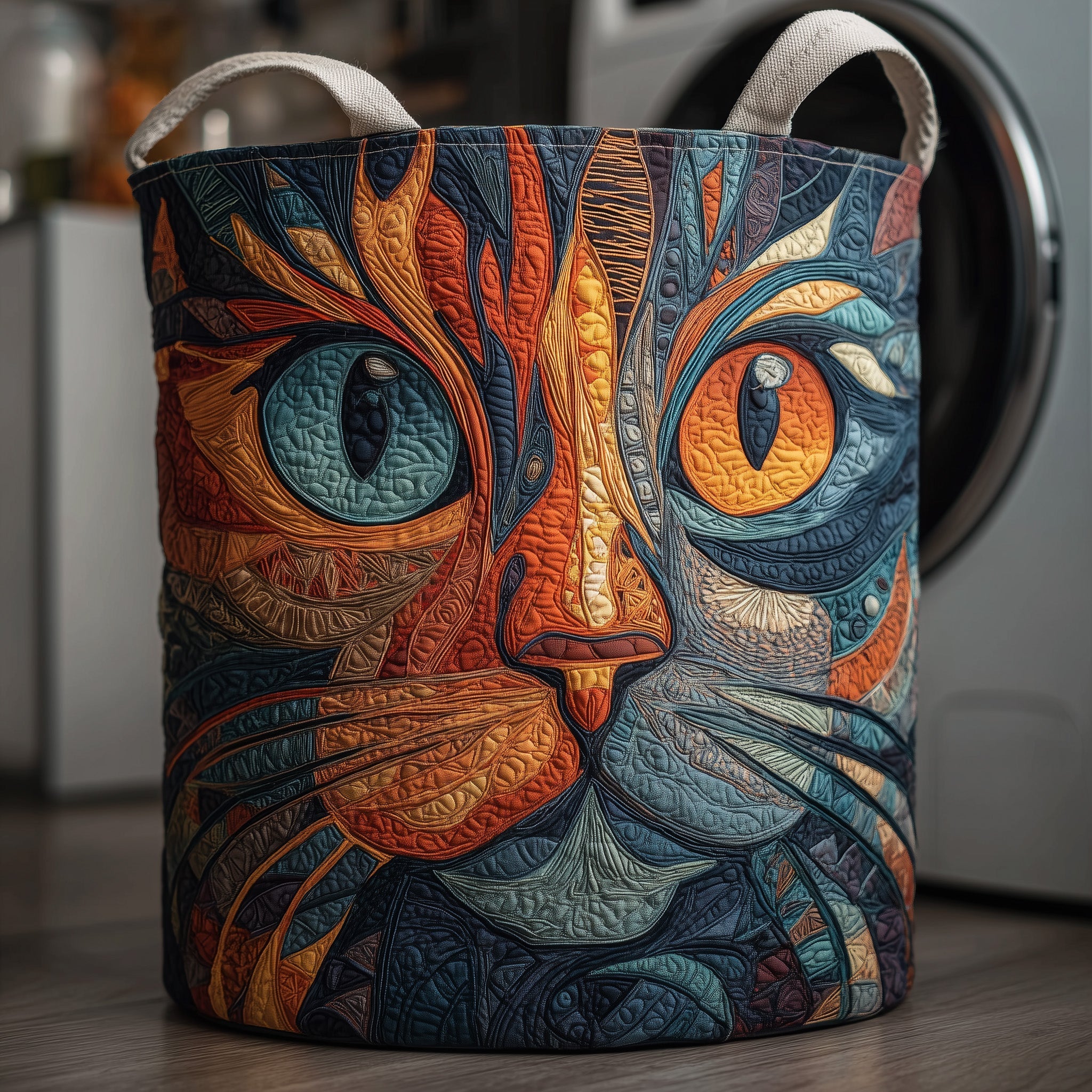 Aesthetic Cat Quilted Laundry Basket Funny Baskets Mother's Day Gifts - Tradiviet