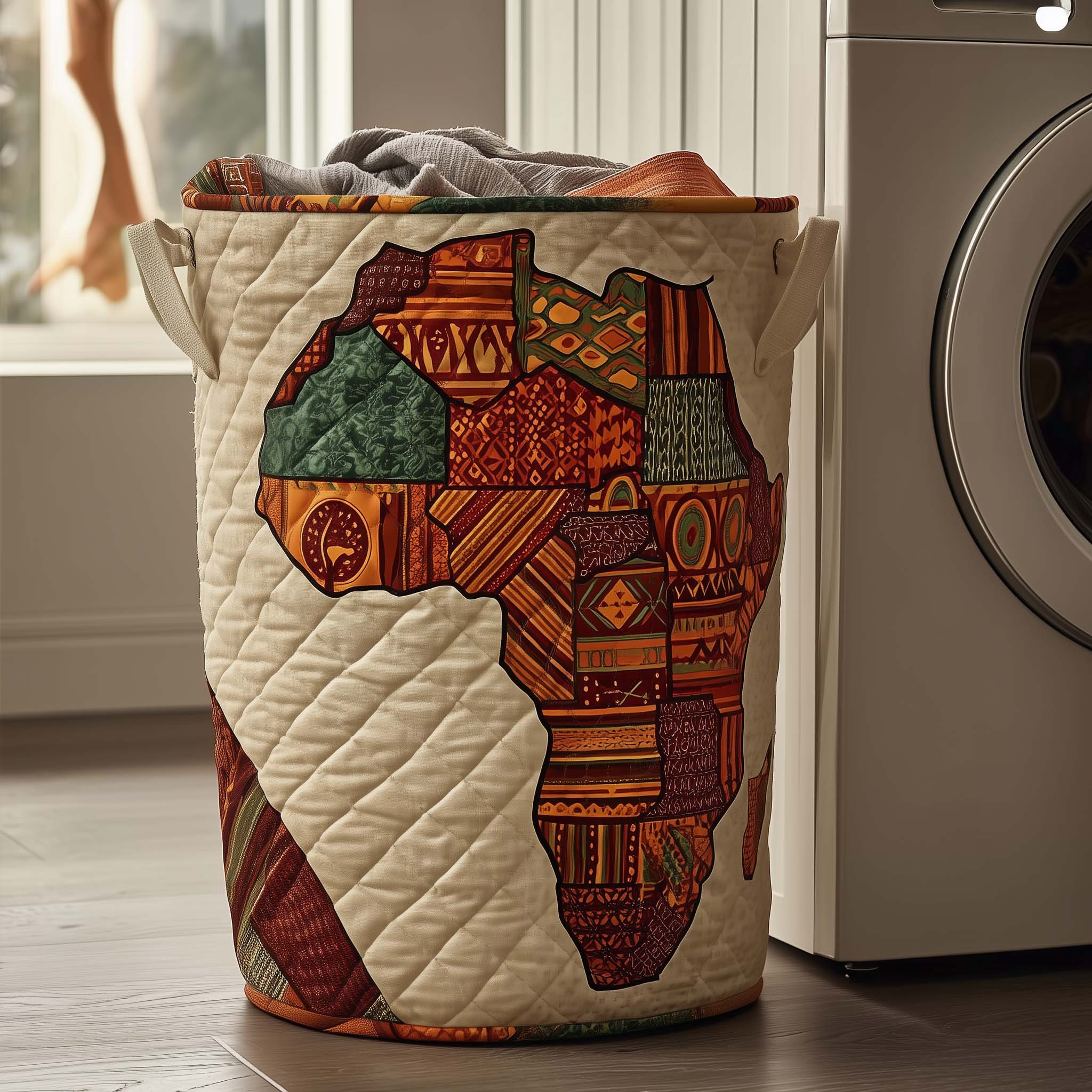 African Dream Quilted Laundry Basket Aesthetic Storage Baskets Cool Mothers Day Gifts - Tradiviet