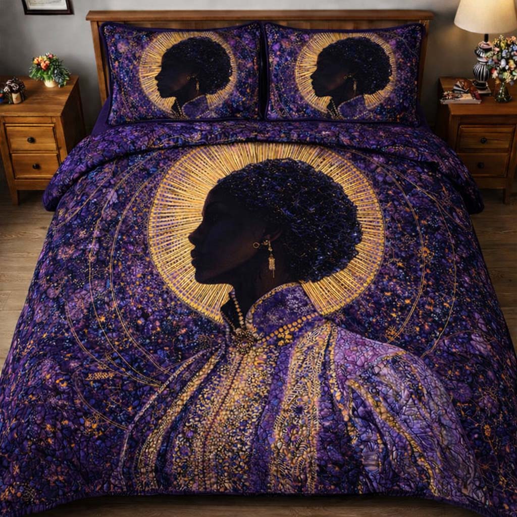 African Queen Quilted Bedding Set Room Decoration Items Fathers Day Ideas - Tradiviet