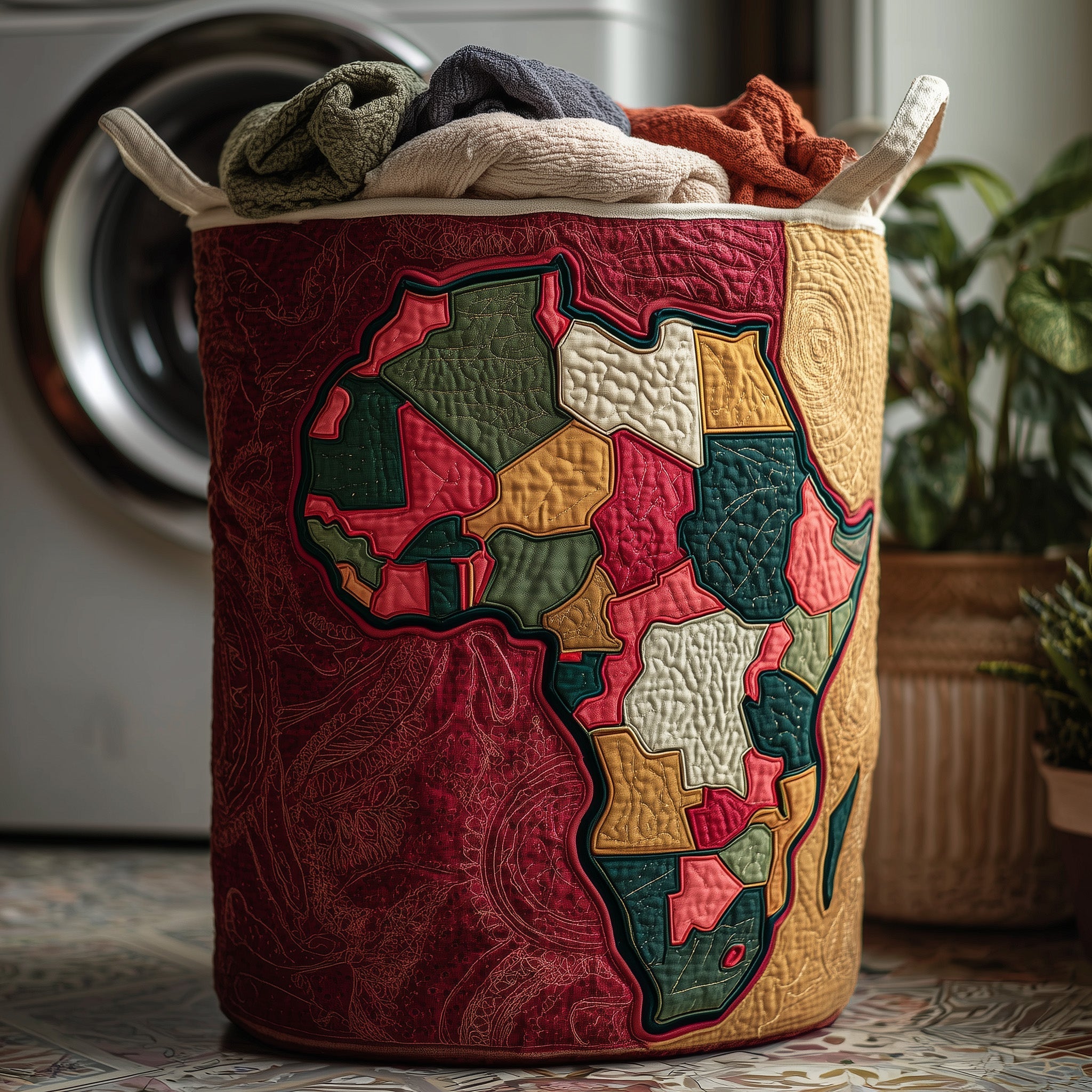 African Roots Quilted Laundry Basket Nice Storage Baskets Mother's Day Gifts For Wife - Tradiviet