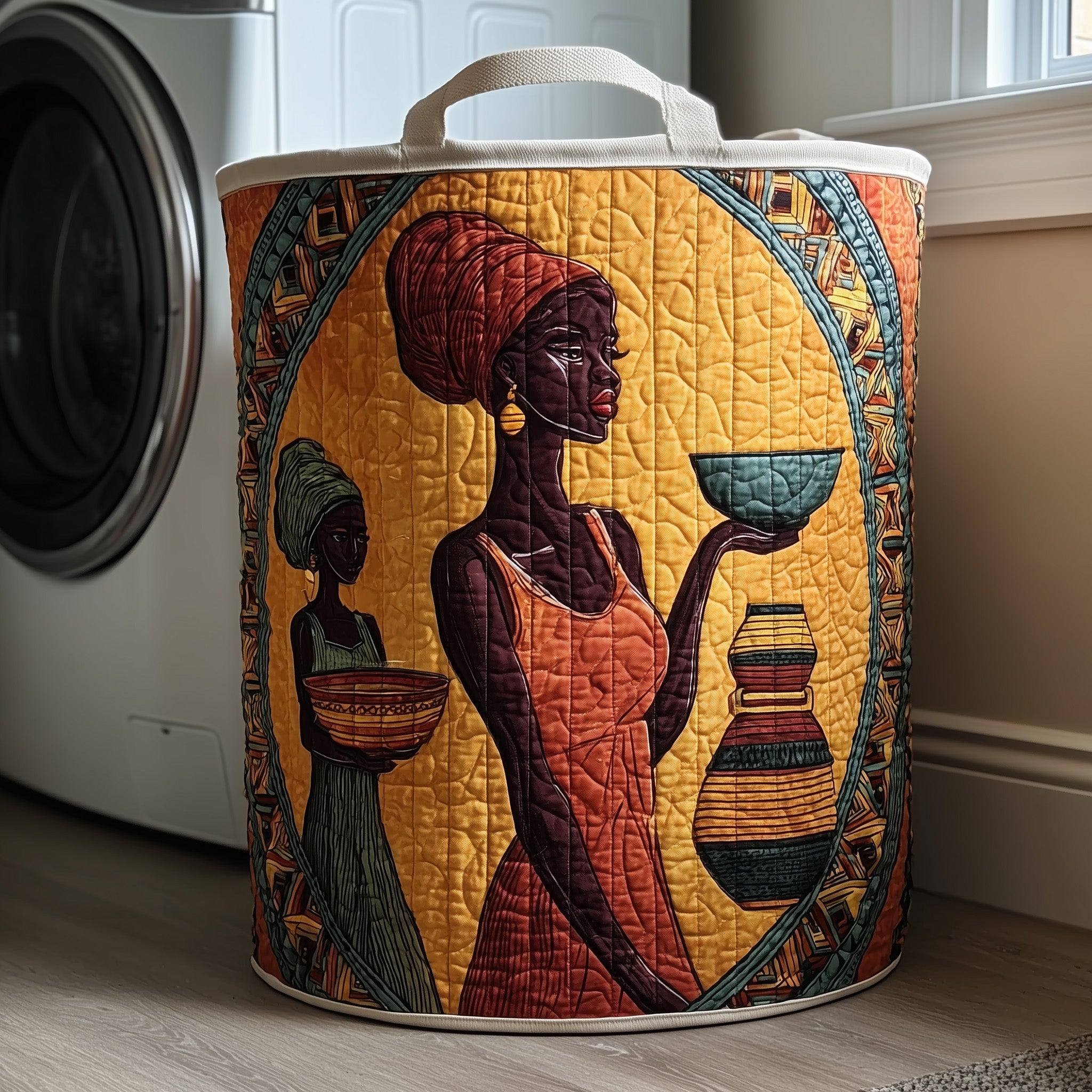 African Sunlight Quilted Laundry Basket Cool Laundry Hamper Good Mothers Day Gifts - Tradiviet