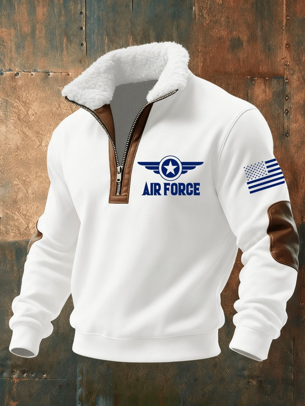 Air Force Sherpa Collar Half Zip Sweatshirt American Patriot Clothing Gift For Him - Tradiviet - Image 4