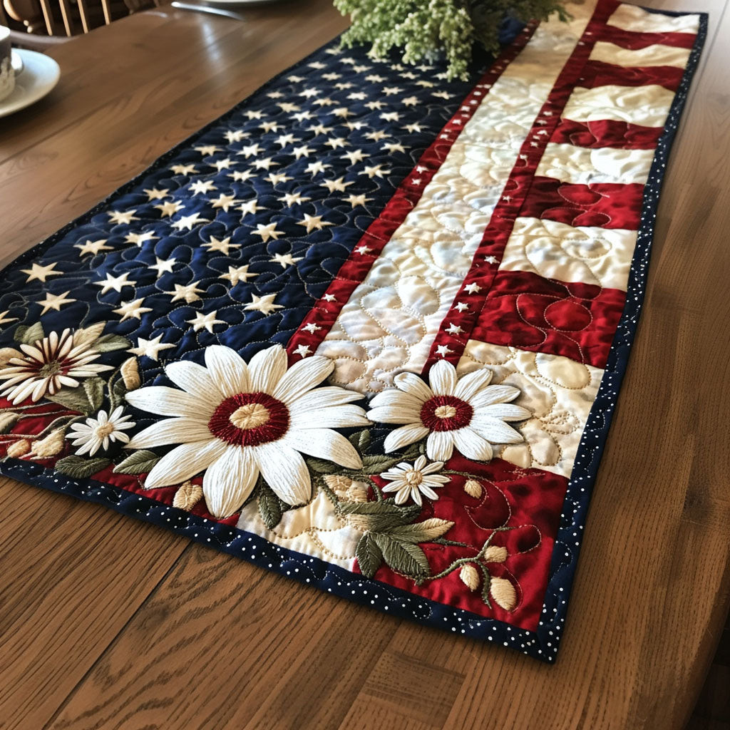All-American Elegance Quilted Table Runner  Dining Table Runner 4Th Of July Employee Gifts