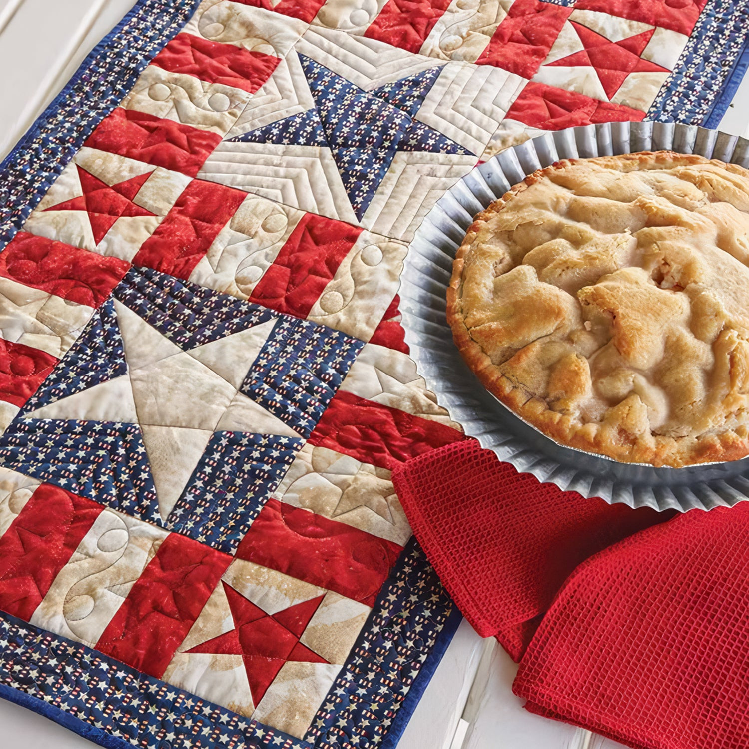 All-American Quilted Table Runner 4th Of July Table Runner - Image 2