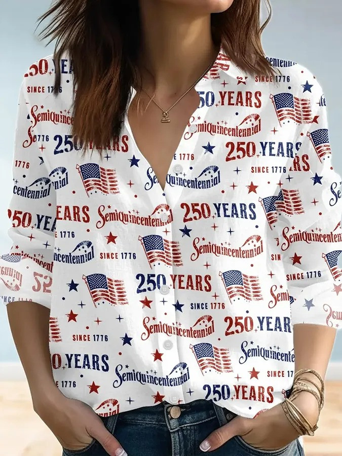 America 250 Years Button Up Long Sleeve Shirt 250 Years of American Pride Apparel - Tradiviet