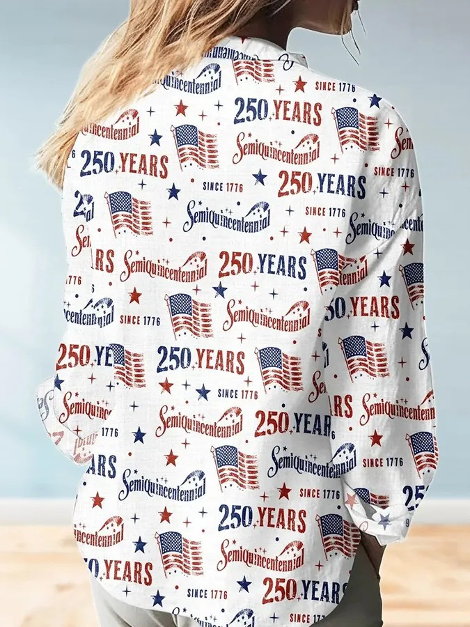 America 250 Years Button Up Long Sleeve Shirt 250 Years of American Pride Apparel - Tradiviet - Image 2
