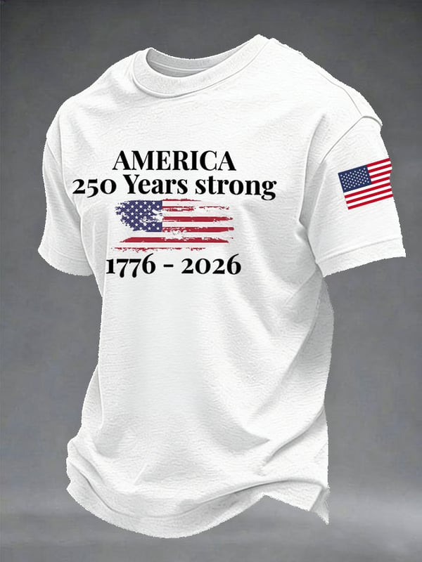 America 250 Years Strong T-Shirt Vintage American Flag 1776 2026 Clothing Gift Ideas - Tradiviet - Image 3