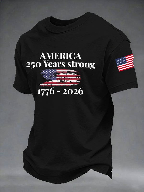 America 250 Years Strong T-Shirt Vintage American Flag 1776 2026 Clothing Gift Ideas - Tradiviet - Image 2