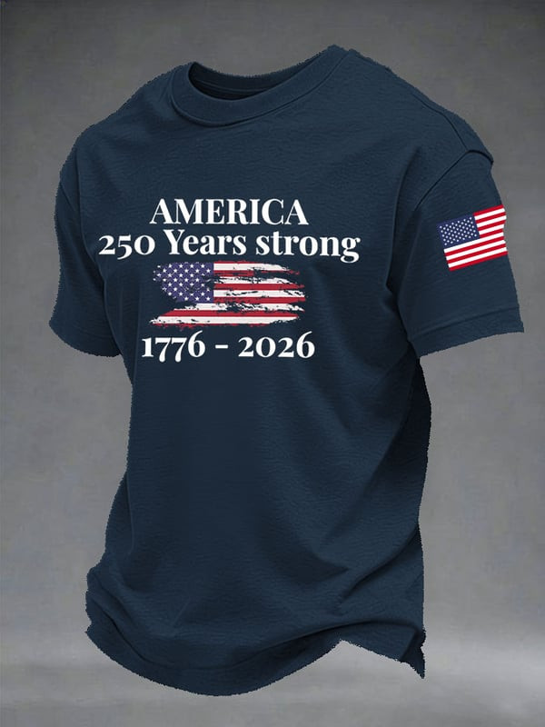America 250 Years Strong T-Shirt Vintage American Flag 1776 2026 Clothing Gift Ideas - Tradiviet