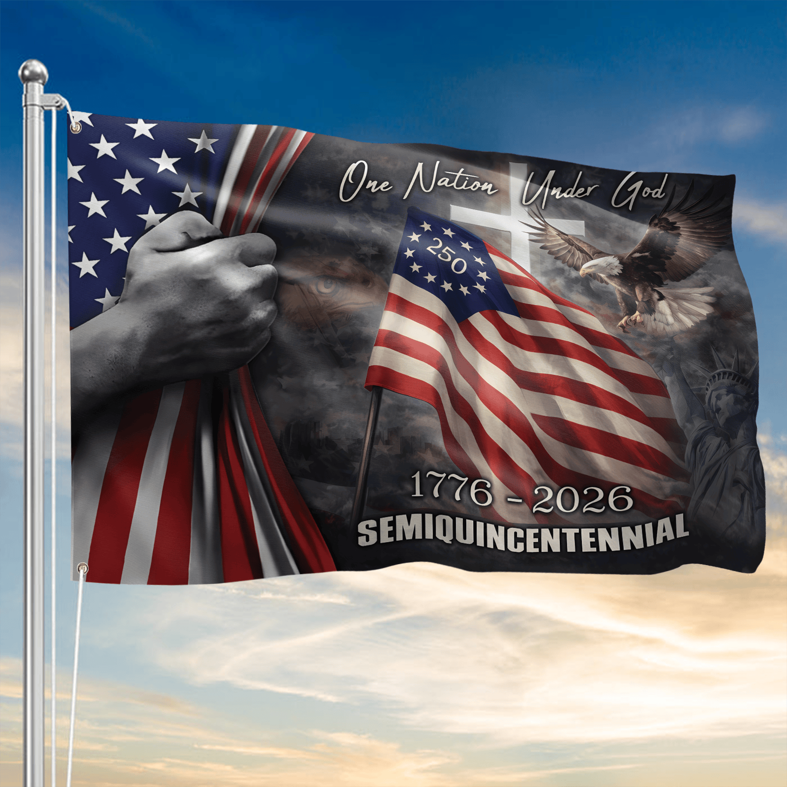 America 250Th Anniversary Flag One Nation Under God Decor Gift For Men - Tradiviet