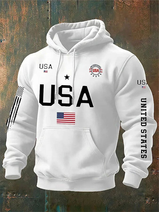 America 250th Anniversary Sweatshirt Half Zipper Collar American Flag Print Gift for Dad - Tradiviet