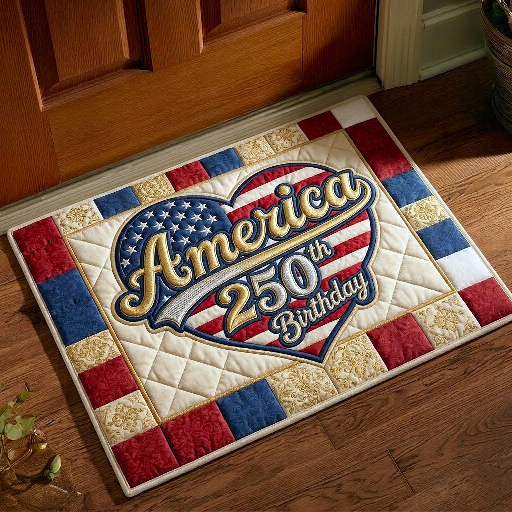 America 250th Birthday Doormat Patriotic USA Flag Home Decor Independence Day Decor - Tradiviet