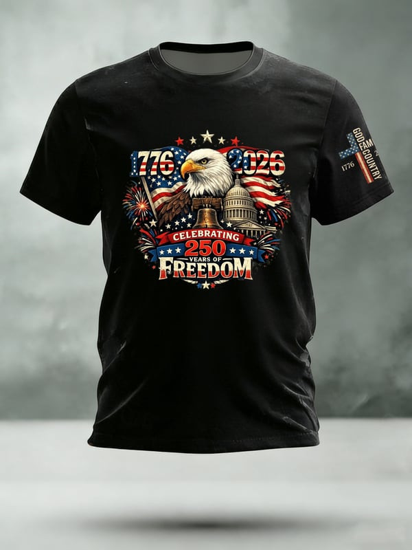 America Celebrates 250Th Anniversary T-Shirt 1776 2026 Liberty Eagle USA Tee Gift For Men - Tradiviet - Image 3