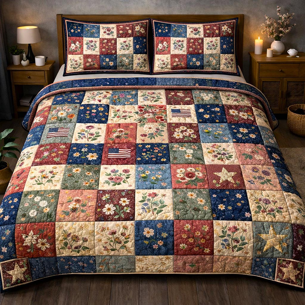 America Quilted Bedding Set Room Holiday Decorations Gifts For Husband - Tradiviet
