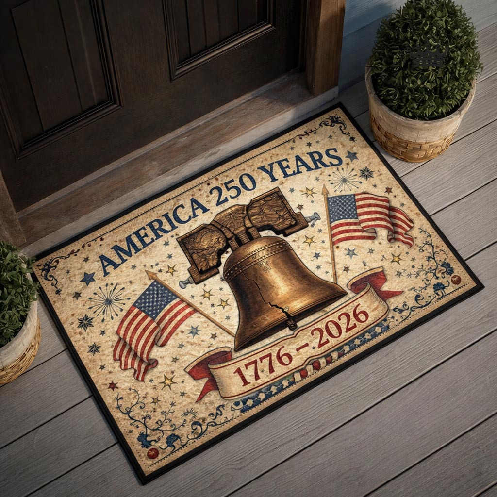 American 250 Years Freedom Doormat Patriotic USA Flag Home Decor Independence Day Decor - Tradiviet