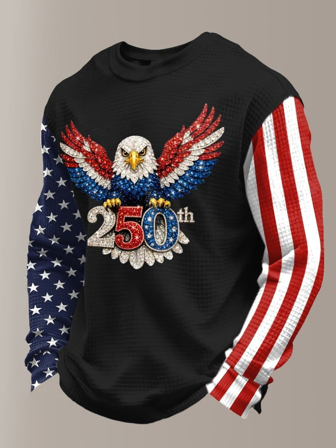 American 250th Anniversary Long Sleeve Shirt Bald Eagle Print Commemorative Gift - Tradiviet