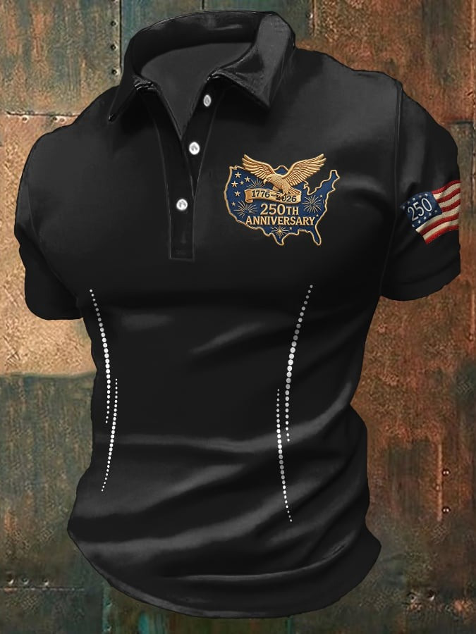 American 250th Anniversary Polo Shirt American Flag Print Patriotic Clothing Line Gif - Tradiviet