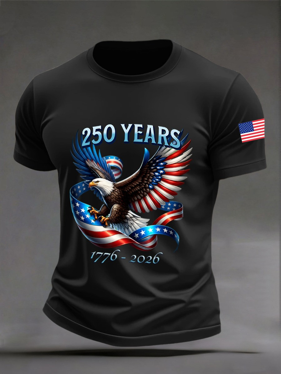 American 250th Anniversary Shirt Patriotic USA Eagle Graphic Tee Mens Gift - Tradiviet