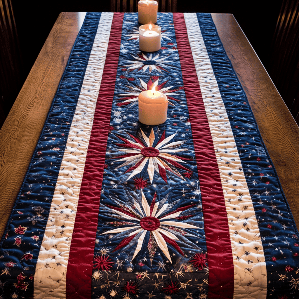 American Accent Quilted Table Runner  4th Of July Table Runner Best Independence Day Gifts