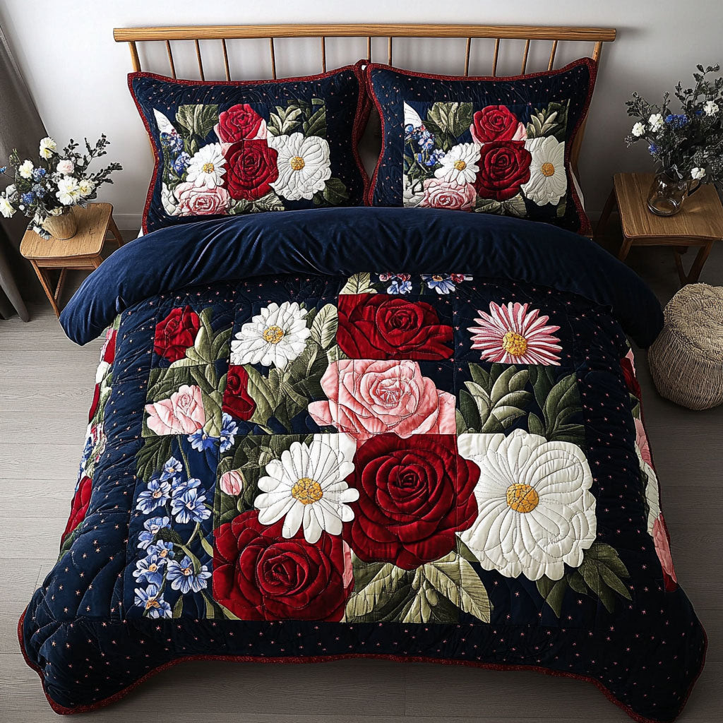 American Blossom Patch  Quilted Bedding Set  Bed Sheet Set Fourth Of July Birthday Presents