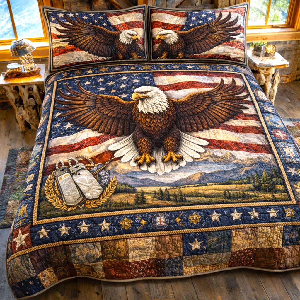 American Eagle Quilted Bedding Set Decorations For Bedroom Presents For Grandpa - Tradiviet