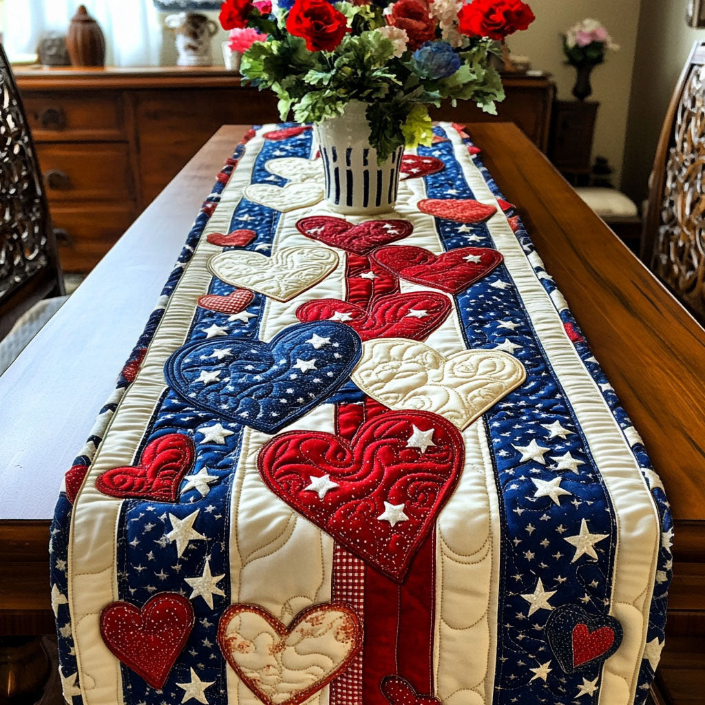 American Embrace Quilted Table Runner  Dining Table Runner 4Th Of July Party Gifts