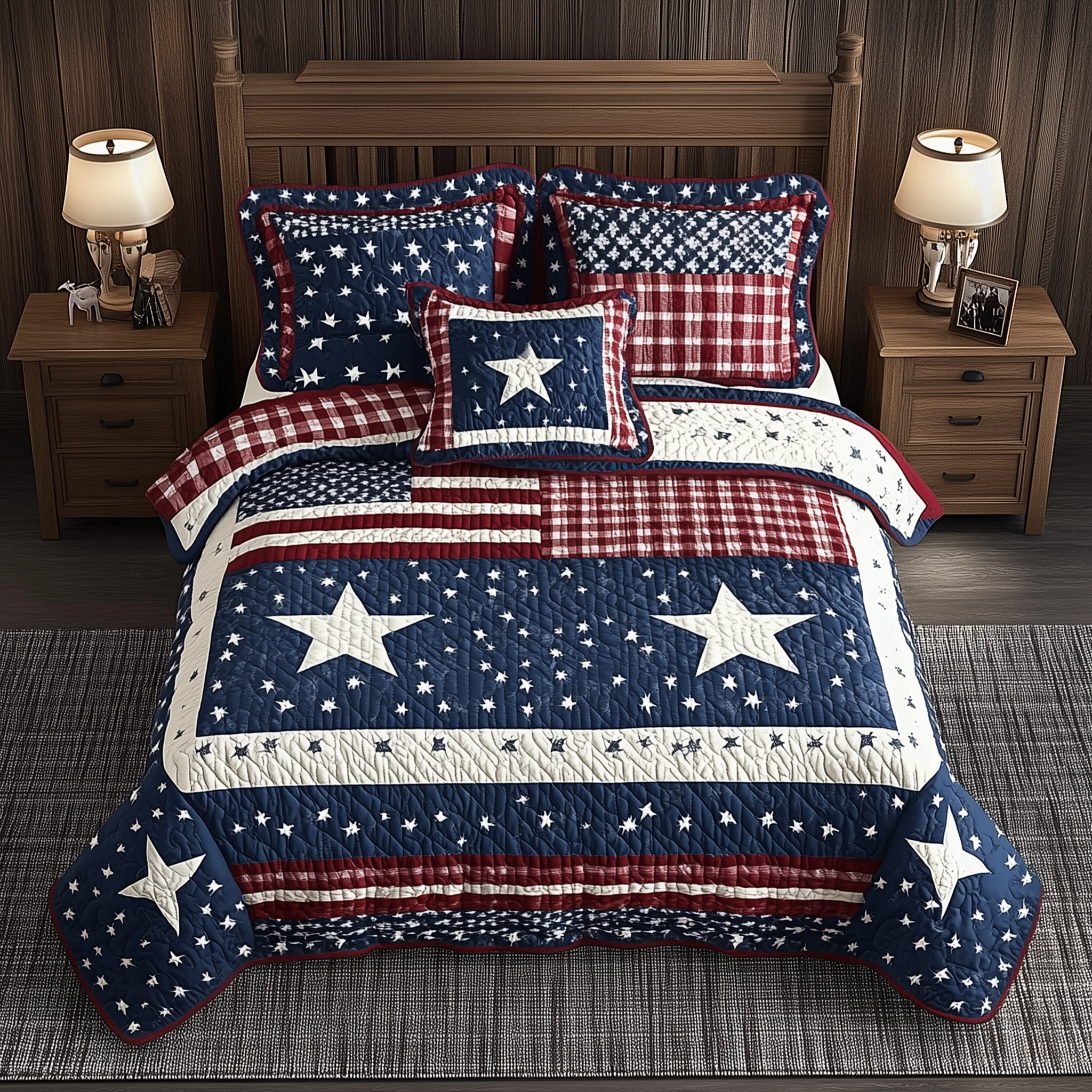 American Quilted Bedding Set Holiday Room Decor Gifts Ideas For A Patriotic - Tradiviet