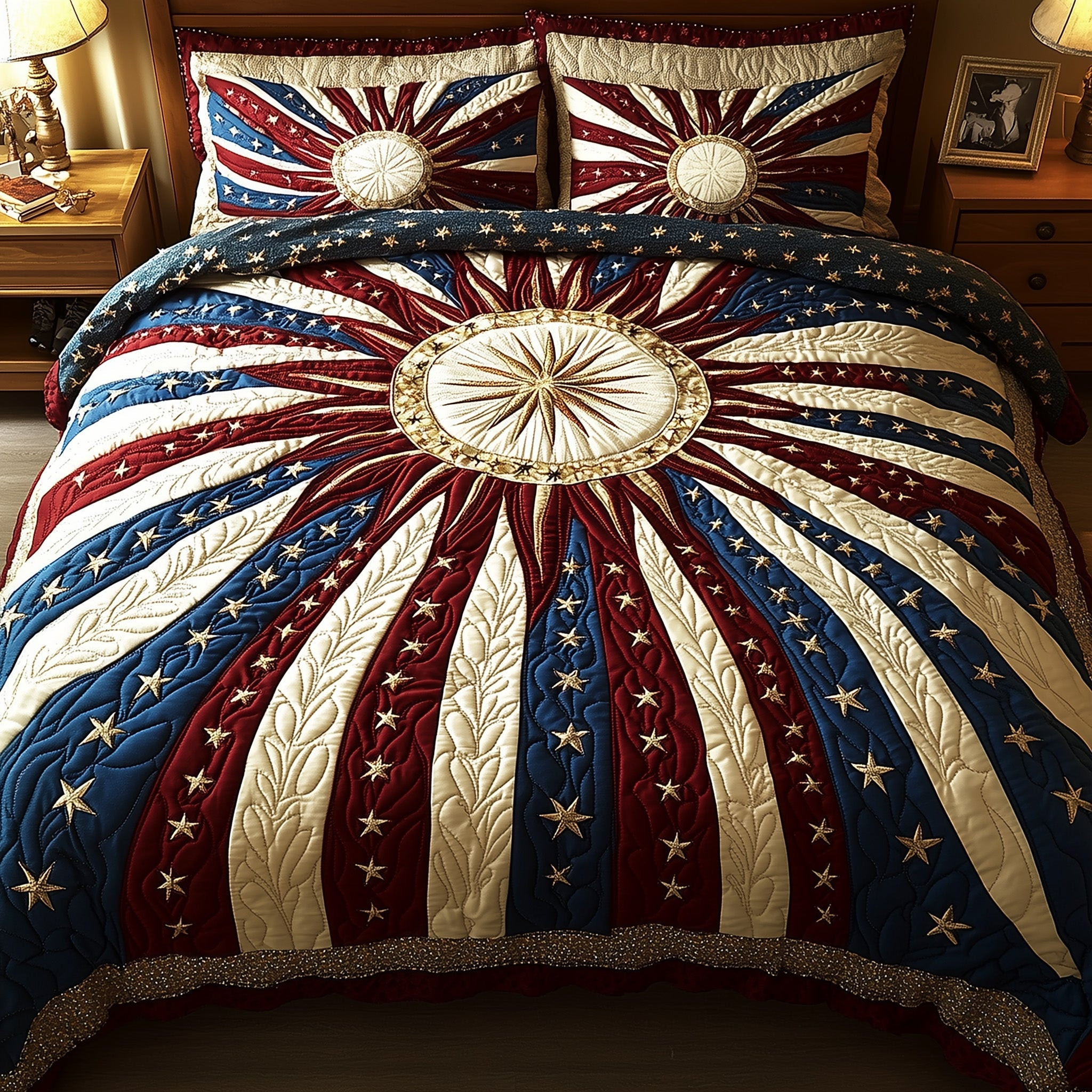American Radiance Quilted Bedding Set 4Th Of July Gifts For Coworkers