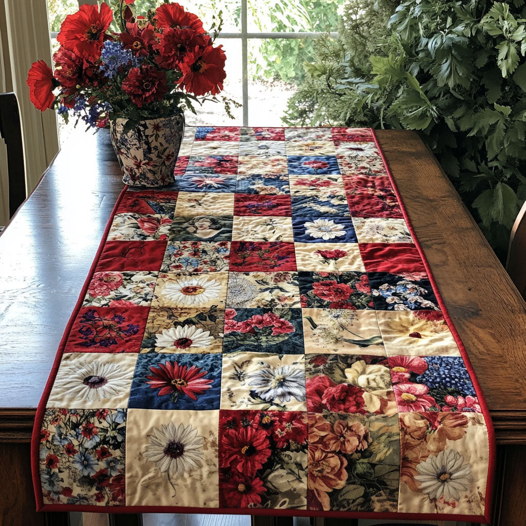 American Wildflowers Quilted Table Runner  Dining Table Runner 4Th Of July Employee Gifts